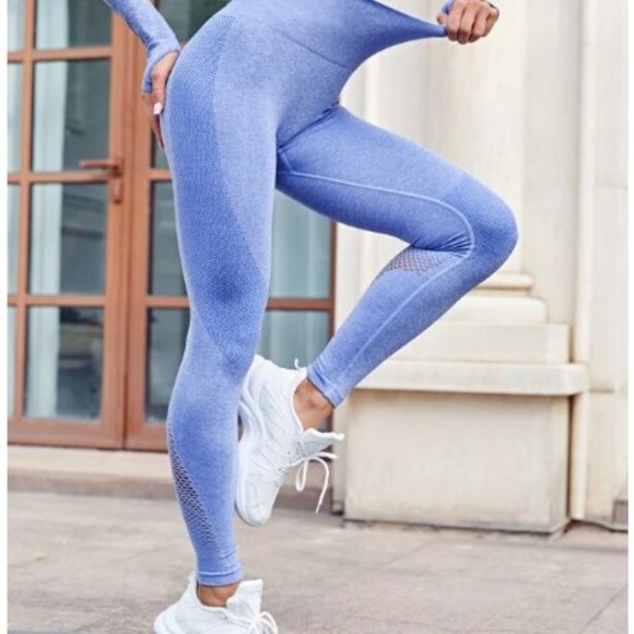 Large Light Blue SHEIN Active Sports Leggings - Picture 1 of 5